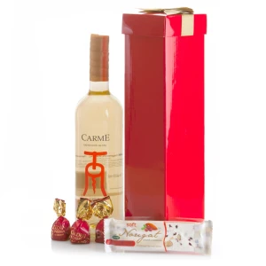 Kosz świąteczny z winem CL4 Słodka niespodzianka white