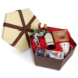 Kosz upominkowy z winem ES194 Red&Brown