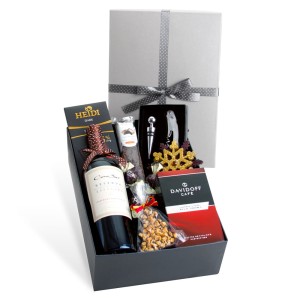 Kosz prezentowy z winem i akcesoriami do wina CL9 Silver Box