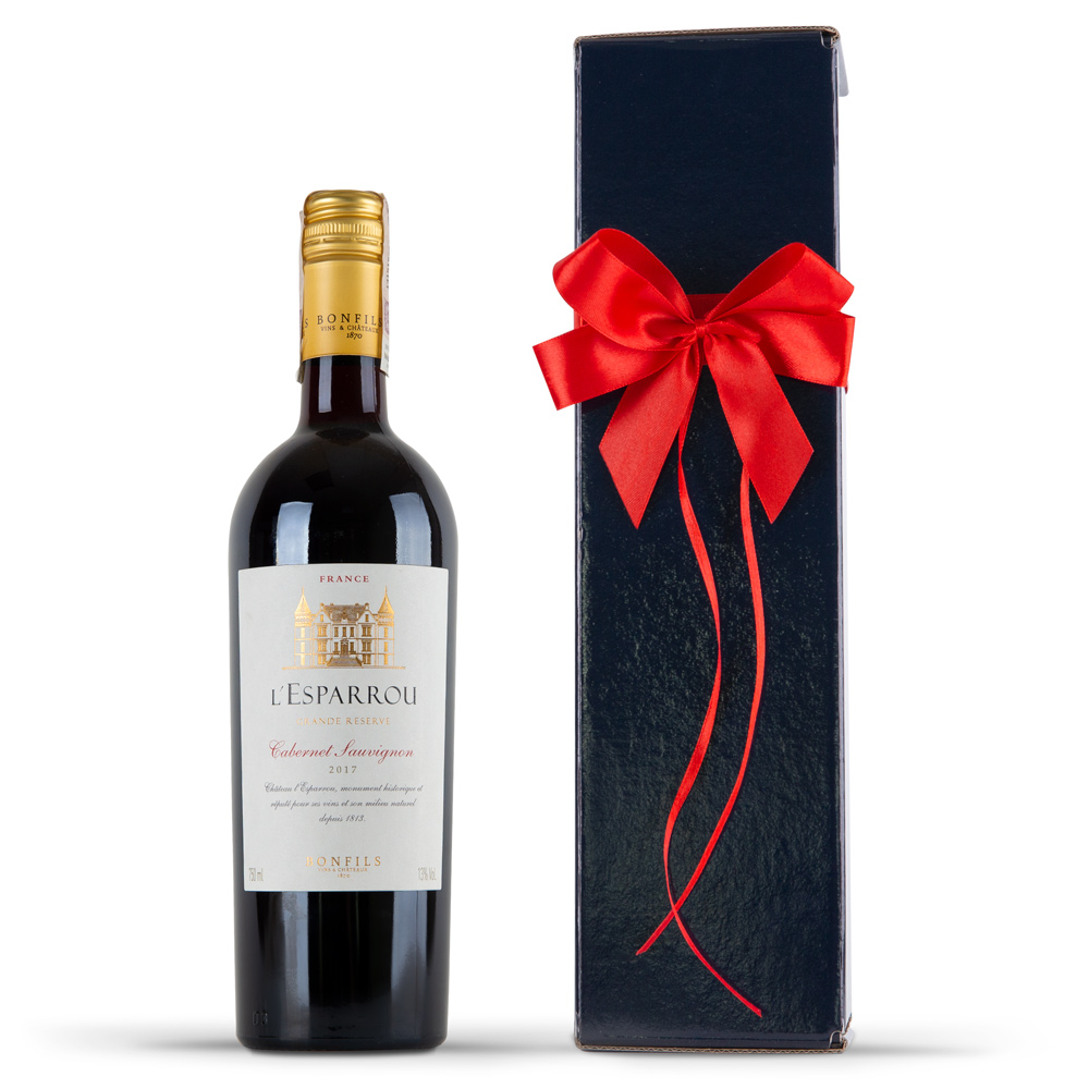 wino-l-esparrou-2014-z-granatowym-pudelkiem